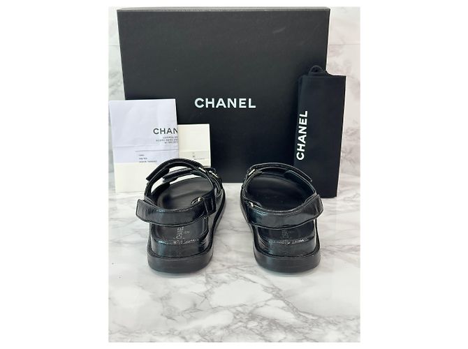 Chanel Sandali in pelle di agnello con logo CC e Velcro - vista 5