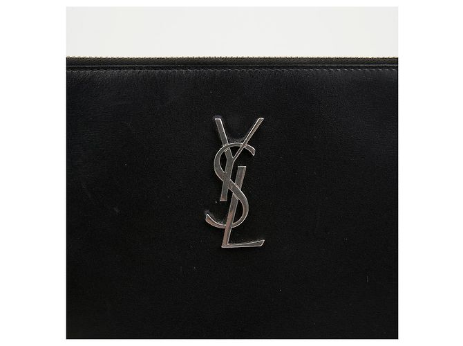 Autre Marque Clutch Porta Tablet in Pelle Monogram Nero Argento - vista 2