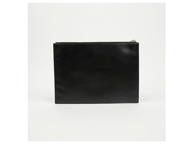 Autre Marque Clutch Porta Tablet in Pelle Monogram Nero Argento - vista 3