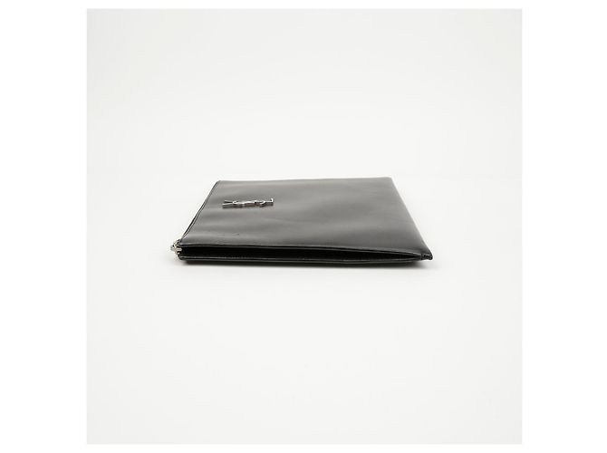 Autre Marque Clutch Porta Tablet in Pelle Monogram Nero Argento - vista 6