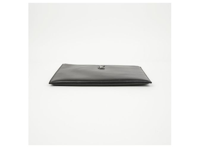 Autre Marque Clutch Porta Tablet in Pelle Monogram Nero Argento - vista 7