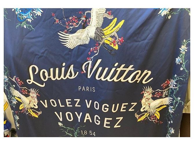 Louis Vuitton Coperta in seta leopardata Navy - vista 6
