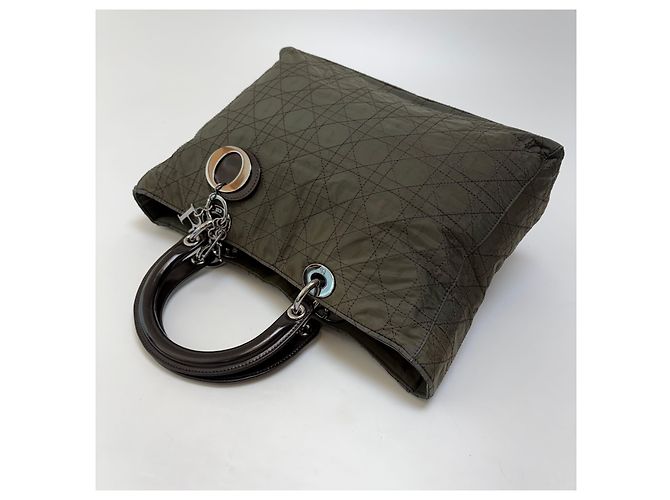 Dior Sac Cabas Lady Cannage Khaki Silver Medium - vue 12