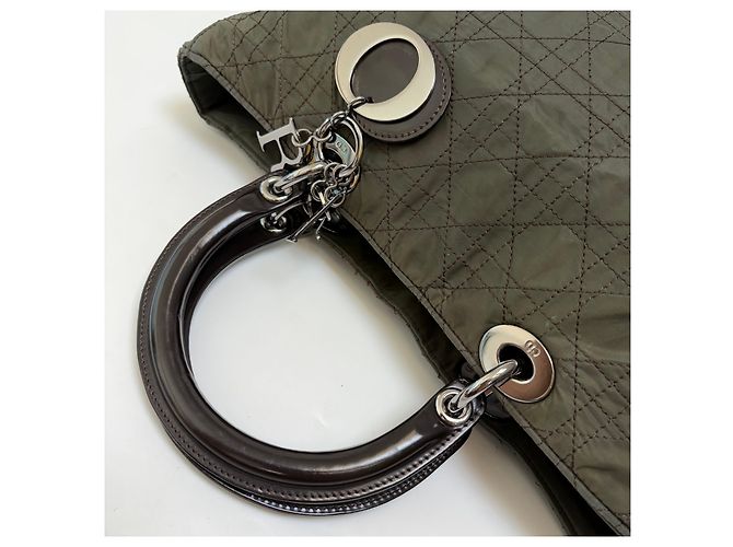 Dior Sac Cabas Lady Cannage Khaki Silver Medium - vue 13