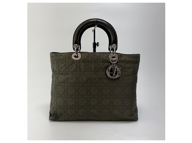 Dior Sac Cabas Lady Cannage Khaki Silver Medium - vue 2