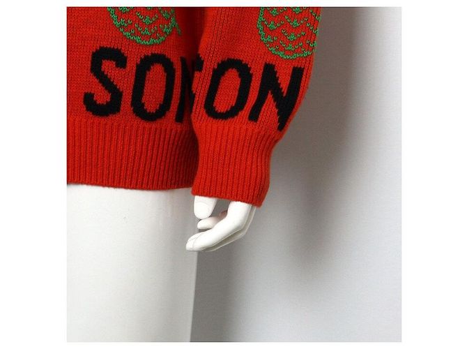Gucci Strickpullover für Herren aus Woll-Baumwoll-Mischgewebe in Orange mit Ananas-Logo - Ansicht 3