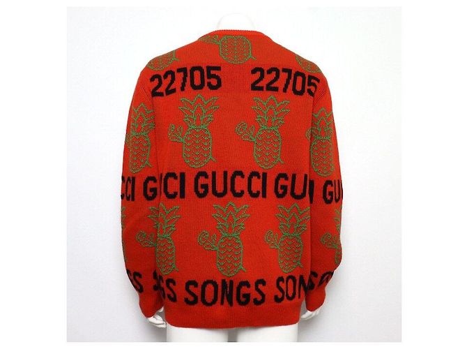 Gucci Strickpullover für Herren aus Woll-Baumwoll-Mischgewebe in Orange mit Ananas-Logo - Ansicht 4