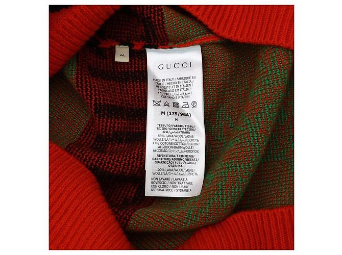 Gucci Strickpullover für Herren aus Woll-Baumwoll-Mischgewebe in Orange mit Ananas-Logo - Ansicht 6