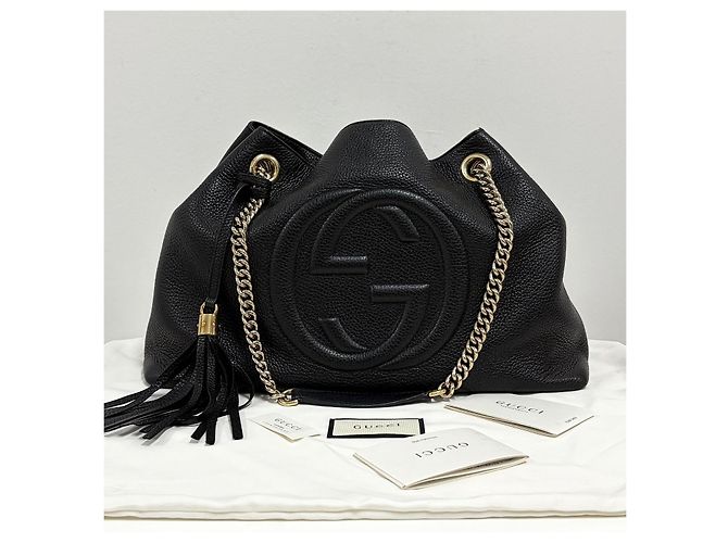 Gucci Borsa a tracolla Soho con catena e nappe Nero - vista 2
