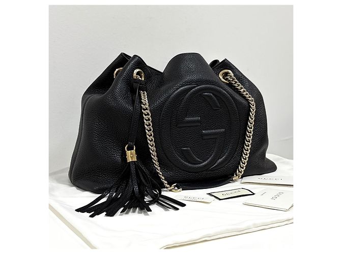Gucci Borsa a tracolla Soho con catena e nappe Nero - vista 4