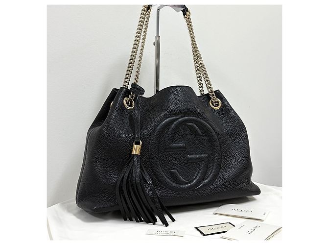 Gucci Borsa a tracolla Soho con catena e nappe Nero - vista 6