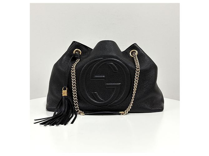 Gucci Borsa a tracolla Soho con catena e nappe Nero - vista 7