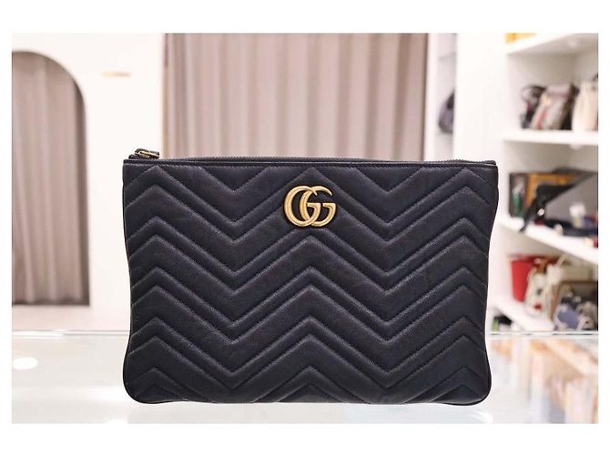 Gucci Leder-Clutch Schwarz - Ansicht 2
