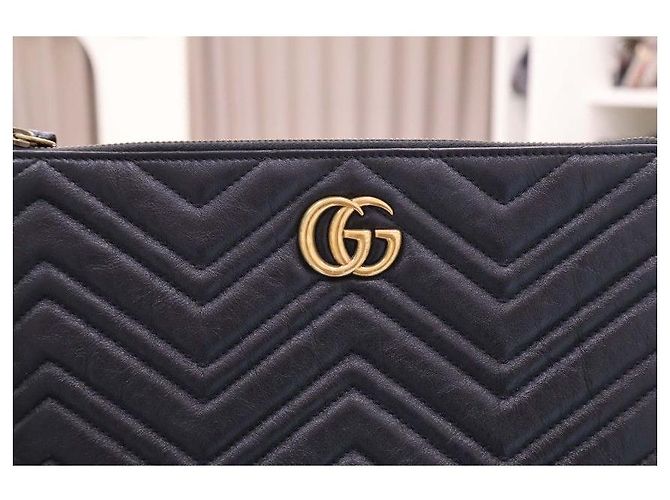 Gucci Leder-Clutch Schwarz - Ansicht 3