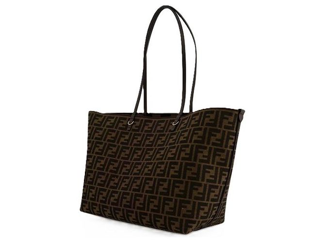 Fendi Borsa Shopper Medium Roll in Jacquard FF - vista 5