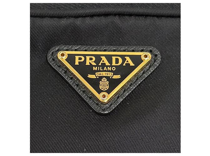 Prada Borsa bucket in nylon con logo triangolare e coulisse Nero - vista 10