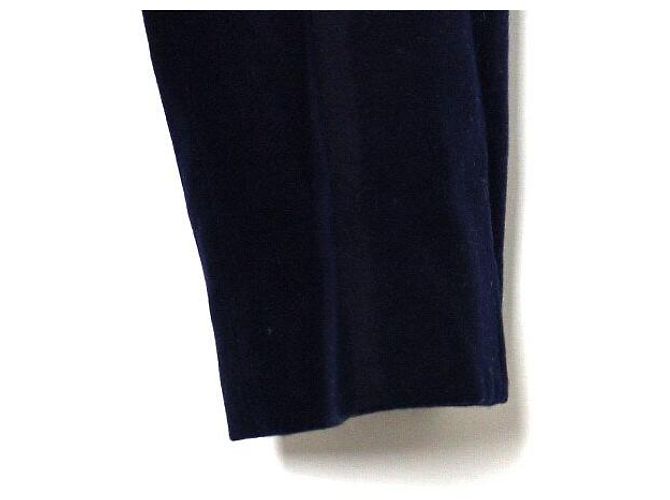 Thom Browne Navy Diagonal Plain Weaving Wool Slacks with Gold Button Men's Pants - view 3