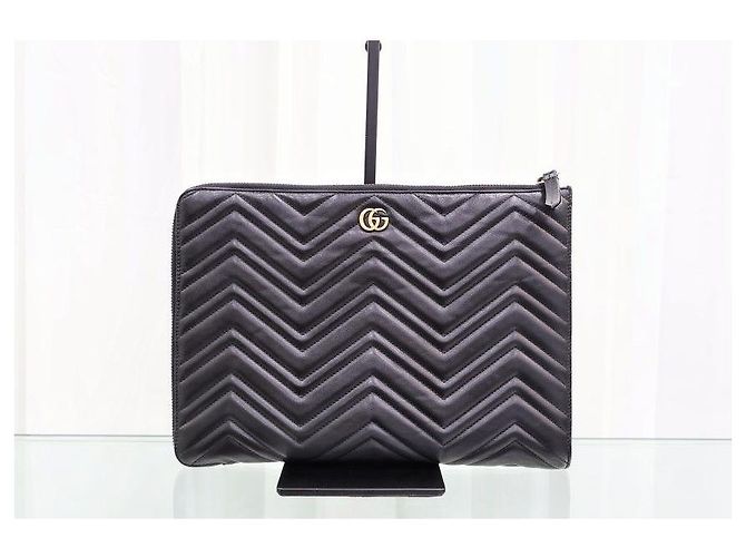 Gucci Clutch GG Marmont Matelassé Black Gold - vista 2