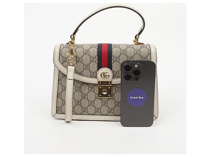 Gucci Borsa Ophidia GG Small Top Handle Bag White - vista 13