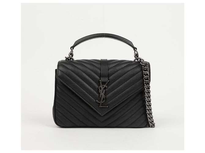 Autre Marque College Medium gesteppte Leder-Schultertasche Black Silver - Ansicht 2