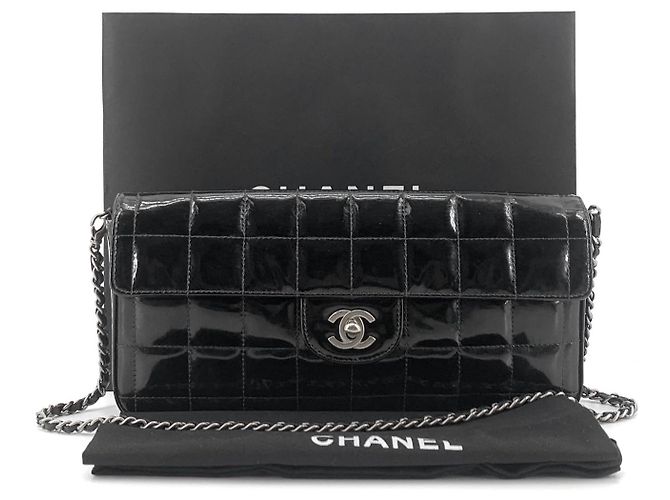 Chanel Borsa a tracolla Patent Chocolate Bar Silver - vista 10