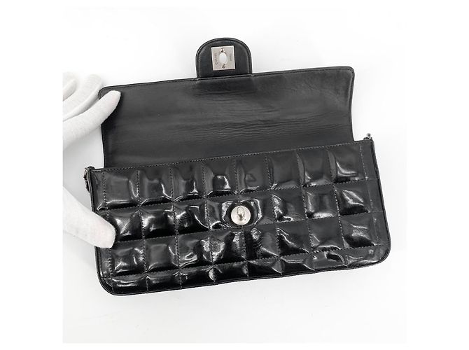 Chanel Borsa a tracolla Patent Chocolate Bar Silver - vista 6