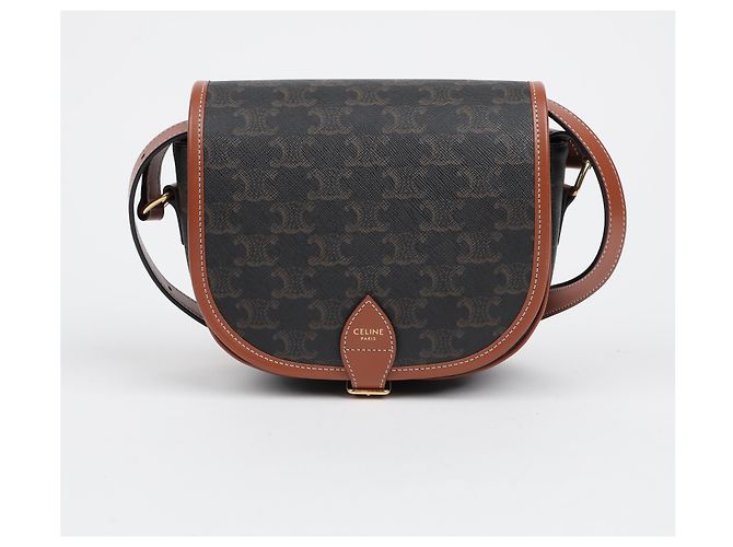 Céline Bolso Triope Canvas Medium Polka Bag Tan - vista 2