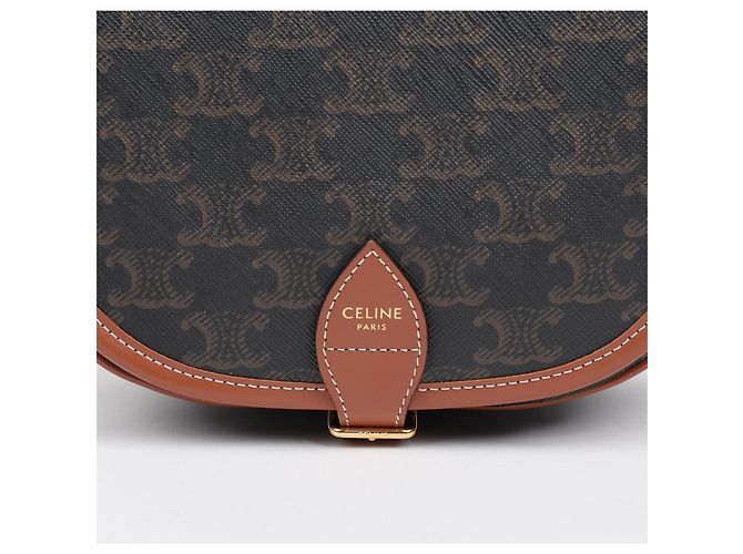 Céline Bolso Triope Canvas Medium Polka Bag Tan - vista 3