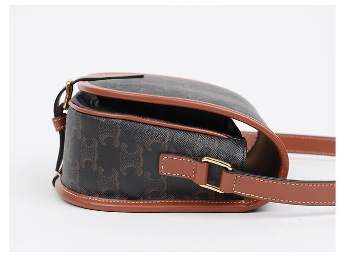 Céline Bolso Triope Canvas Medium Polka Bag Tan - vista 6