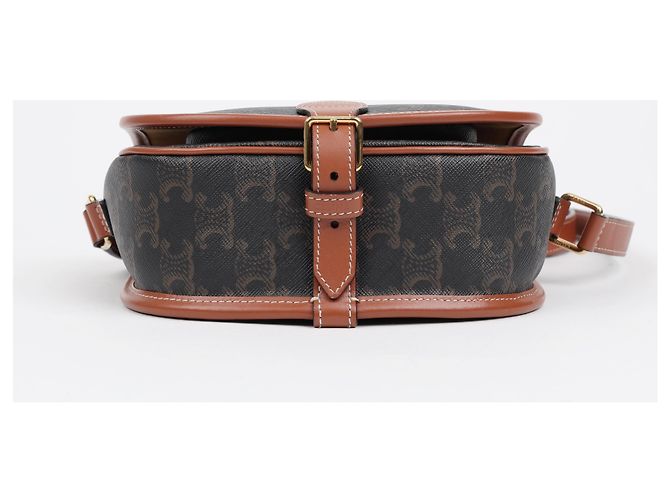Céline Bolso Triope Canvas Medium Polka Bag Tan - vista 7