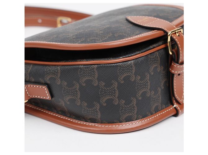 Céline Bolso Triope Canvas Medium Polka Bag Tan - vista 8
