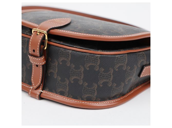 Céline Bolso Triope Canvas Medium Polka Bag Tan - vista 9