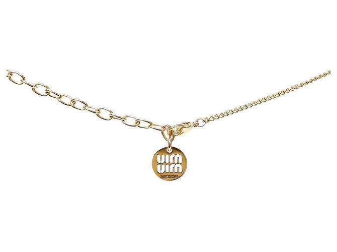 Miu Miu Emaille-Halskette Weiß Gold - Ansicht 3