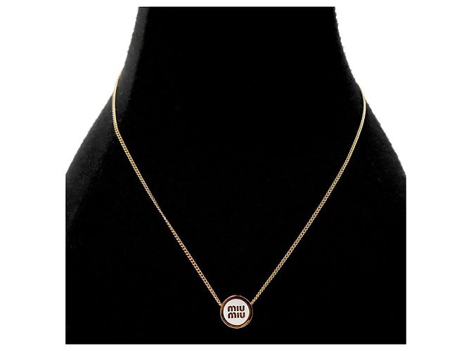 Miu Miu Emaille-Halskette Weiß Gold - Ansicht 5