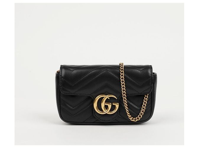 Gucci Borsa a tracolla Supermini GG Marmont Matelassé Black Gold - vista 2