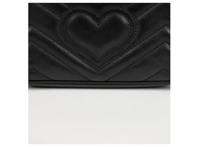 Gucci Borsa a tracolla Supermini GG Marmont Matelassé Black Gold - vista 5