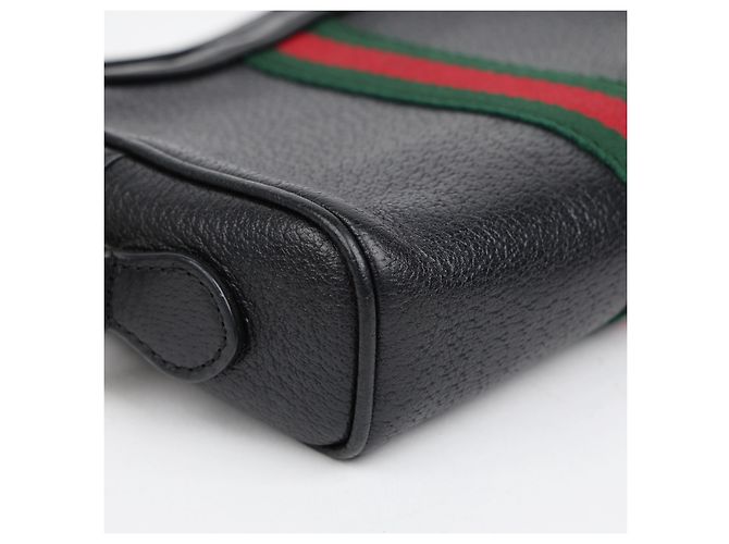 Gucci Mini Borsa a Tracolla Ophidia in Pelle Nera - vista 10