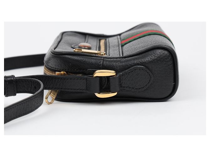 Gucci Mini Borsa a Tracolla Ophidia in Pelle Nera - vista 4