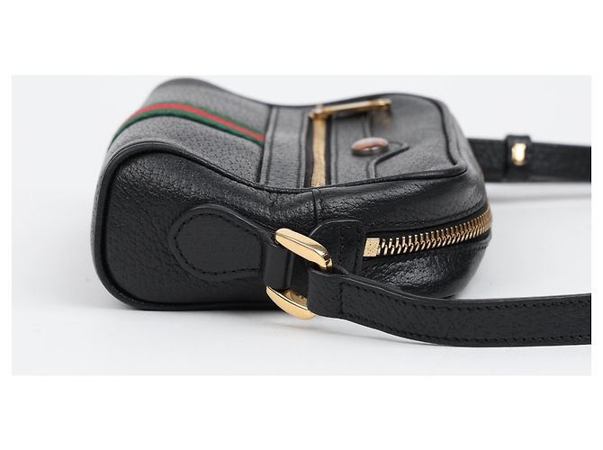 Gucci Mini Borsa a Tracolla Ophidia in Pelle Nera - vista 5