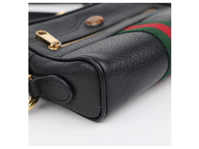Gucci Mini Borsa a Tracolla Ophidia in Pelle Nera - vista 7