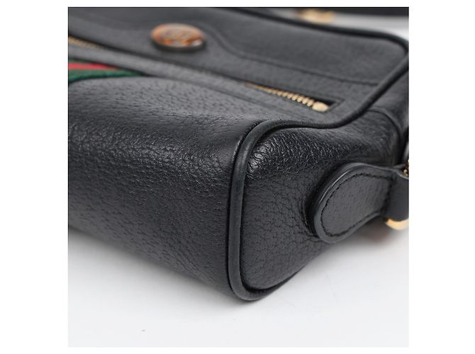Gucci Mini Borsa a Tracolla Ophidia in Pelle Nera - vista 8
