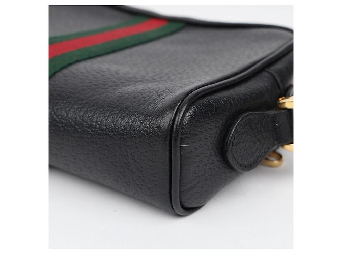 Gucci Mini Borsa a Tracolla Ophidia in Pelle Nera - vista 9