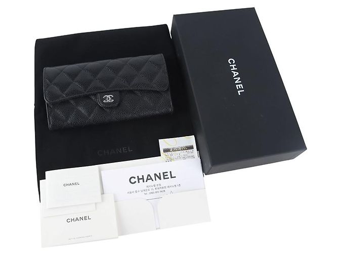 Chanel Cartera con solapa para mujer Classic Caviar Silver - vista 7