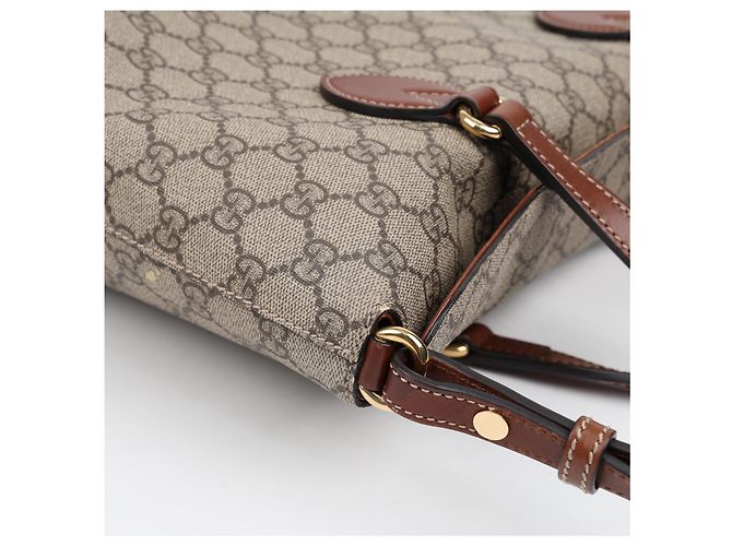 Gucci Borsa Tote e a tracolla GG Supreme Canvas Brown - vista 16
