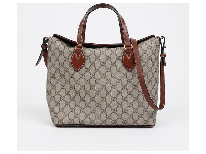 Gucci Borsa Tote e a tracolla GG Supreme Canvas Brown - vista 2