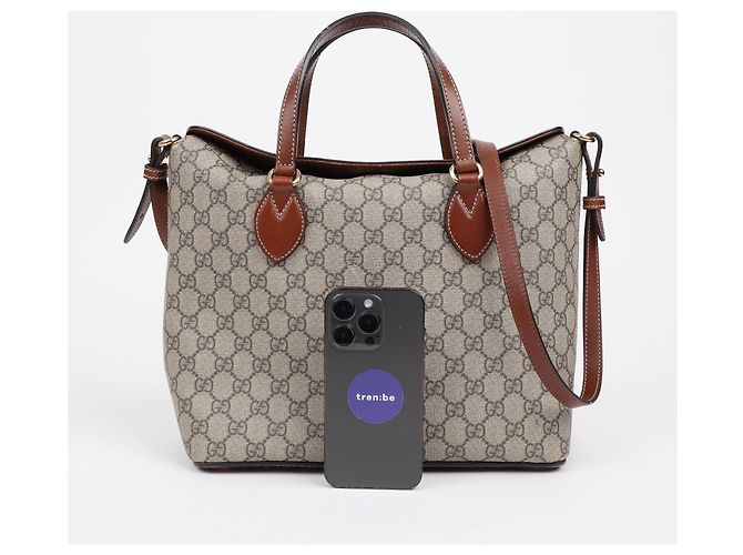 Gucci Borsa Tote e a tracolla GG Supreme Canvas Brown - vista 25