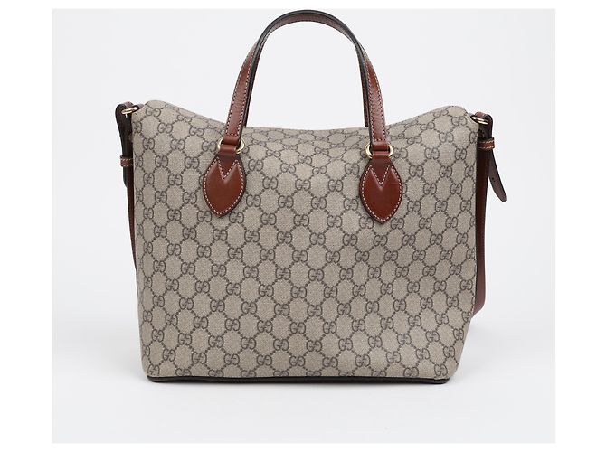 Gucci Borsa Tote e a tracolla GG Supreme Canvas Brown - vista 4