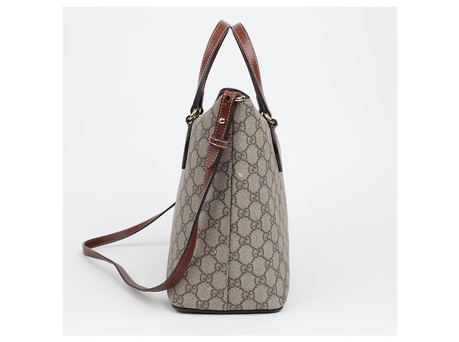 Gucci Borsa Tote e a tracolla GG Supreme Canvas Brown - vista 7