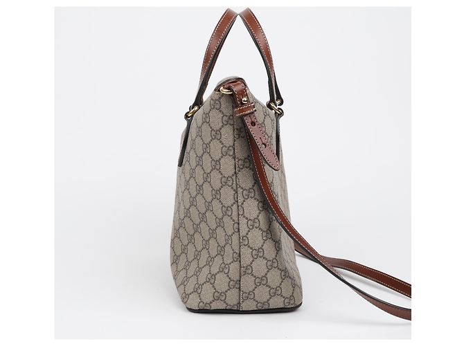 Gucci Borsa Tote e a tracolla GG Supreme Canvas Brown - vista 9