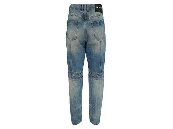 Balmain Pantaloni Biker in Denim Vintage - vista 3